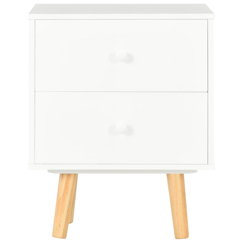 Noptiere, 2 buc., alb, 40 x 30 x 50 cm, lemn masiv de pin - Lando