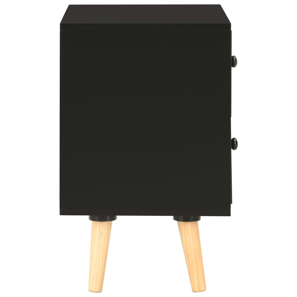 Noptiere, 2 buc., negru, 40 x 30 x 50 cm, lemn masiv de pin - Lando