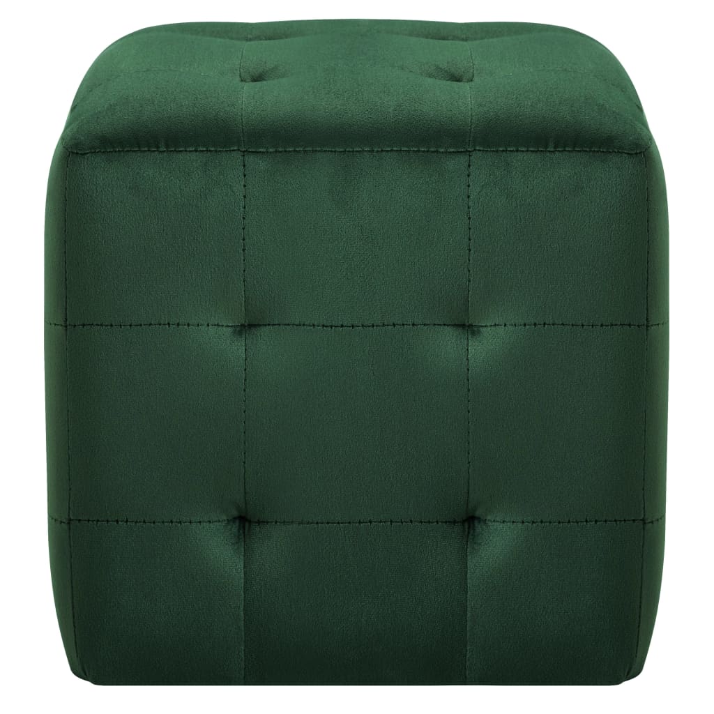 Taburet, 2 buc., verde, 30 x 30 x 30 cm, țesătură catifea - Lando