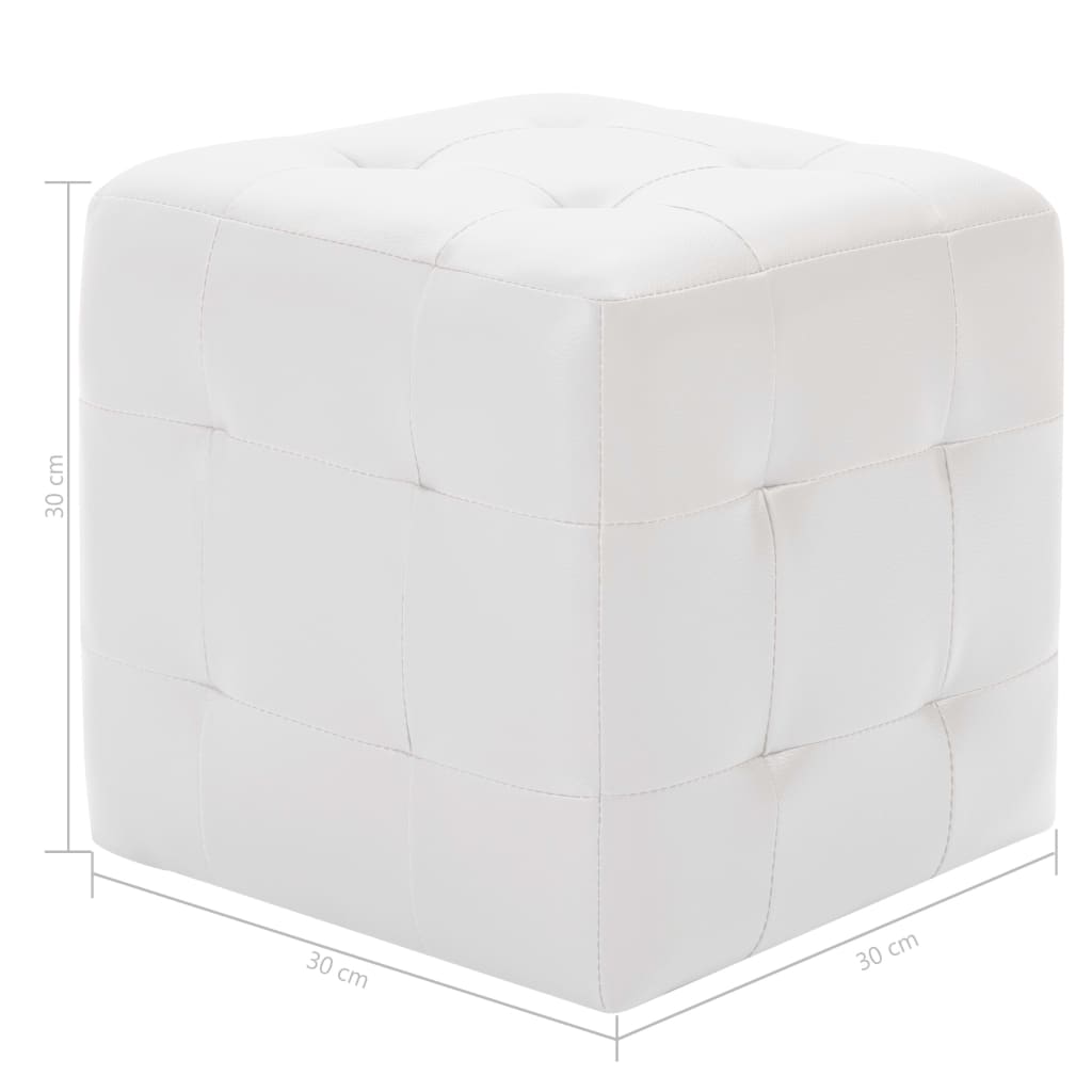 Taburet, 2 buc., alb, 30x30x30 cm, piele ecologică - Lando