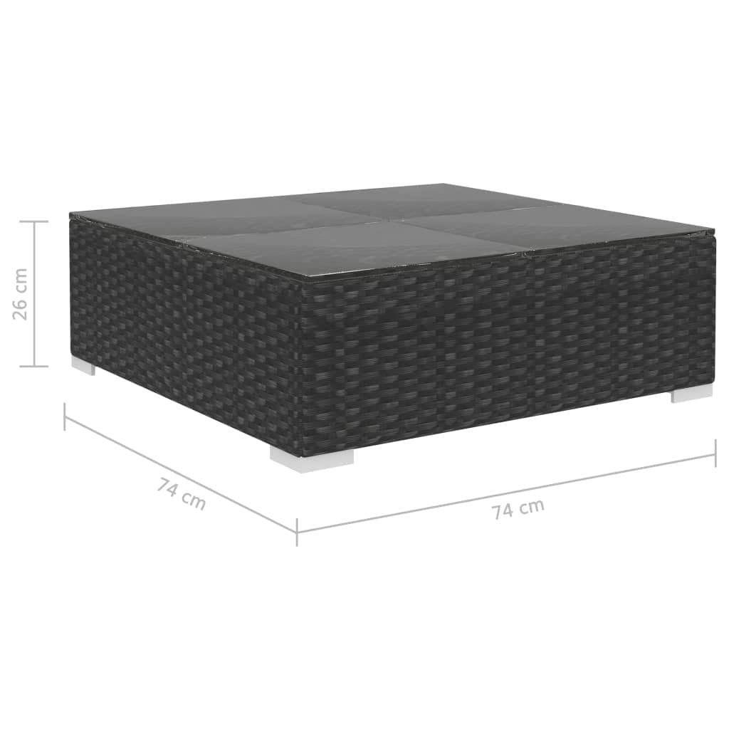 Set mobilier de grădină cu perne, 10 piese, negru, poliratan Lando - Lando