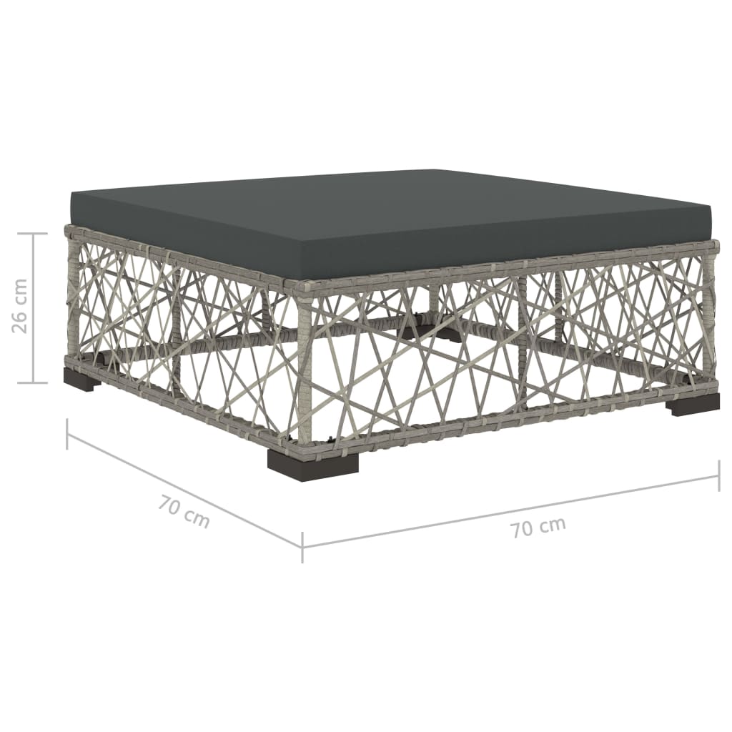 Set mobilier de grădină cu perne, 8 piese, gri, poliratan Lando - Lando