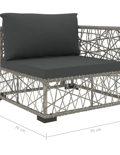 Загрузите изображение в средство просмотра галереи, Set mobilier de grădină cu perne, 6 piese, gri, poliratan Lando - Lando
