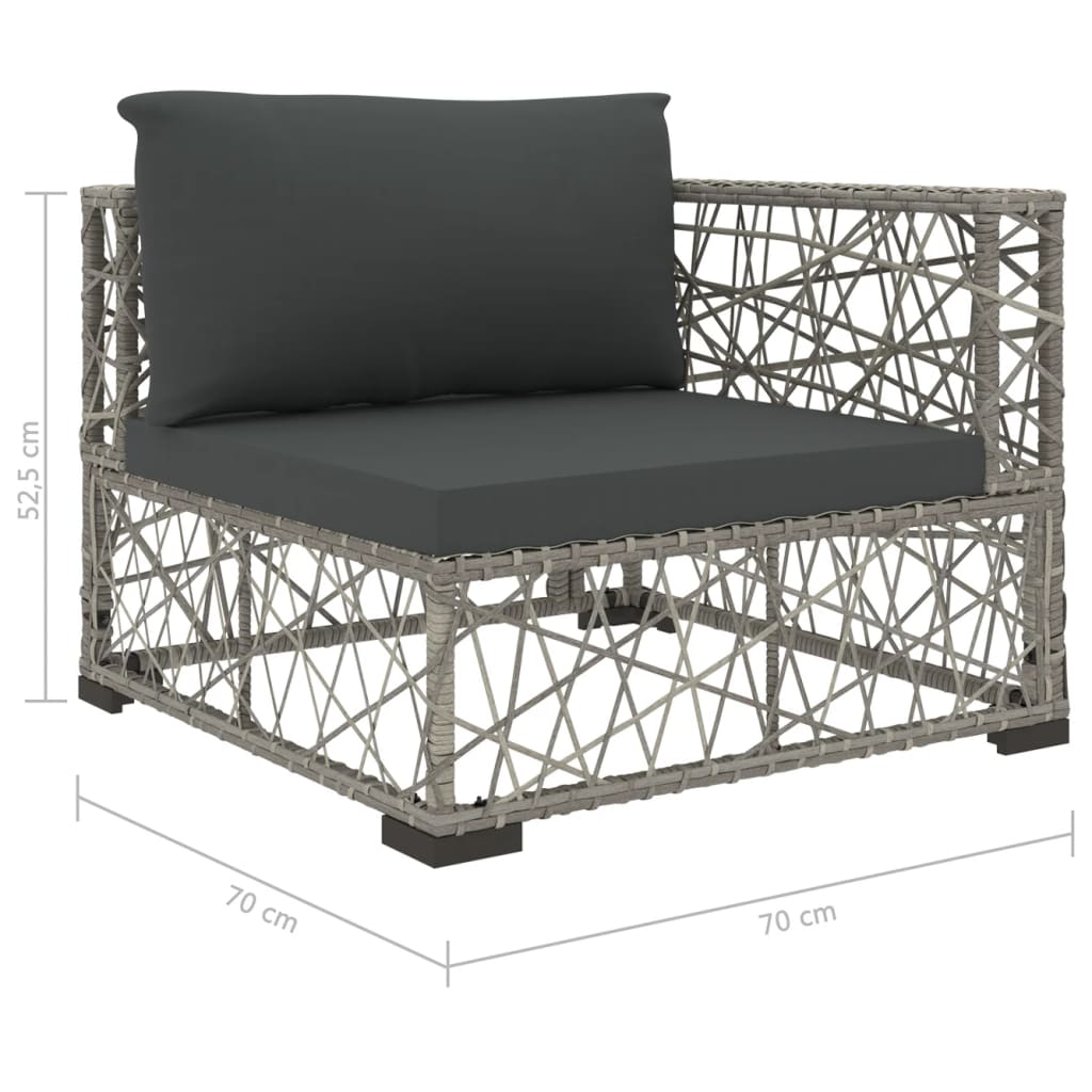 Set mobilier de grădină cu perne, 6 piese, gri, poliratan Lando - Lando