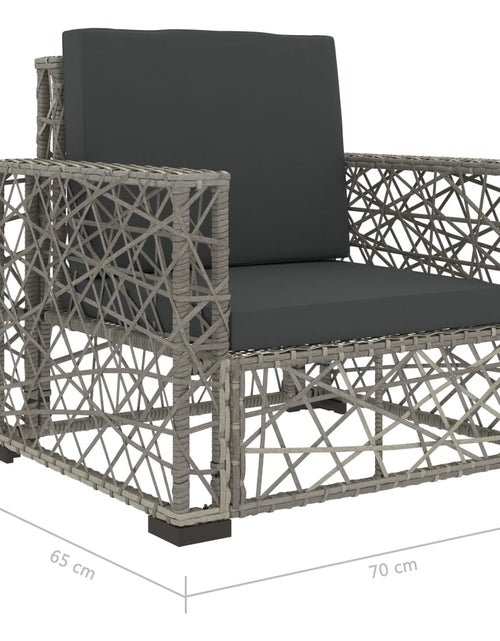 Загрузите изображение в средство просмотра галереи, Set mobilier de grădină cu perne, 6 piese, gri, poliratan Lando - Lando
