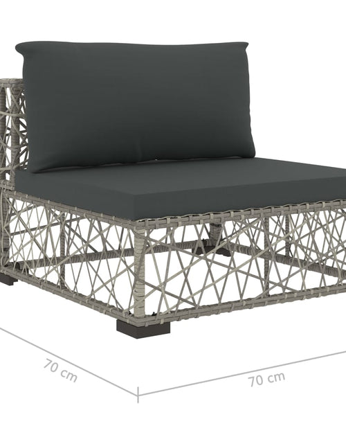 Загрузите изображение в средство просмотра галереи, Set mobilier de grădină cu perne, 6 piese, gri, poliratan Lando - Lando
