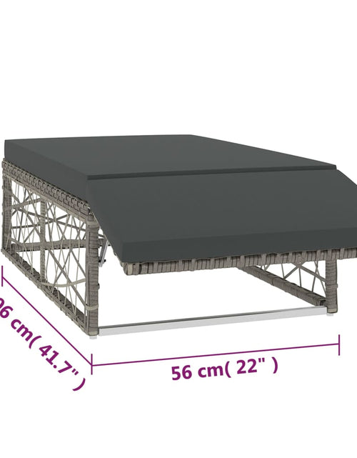 Загрузите изображение в средство просмотра галереи, Set mobilier de grădină cu perne, 2 piese, gri, poliratan Lando - Lando
