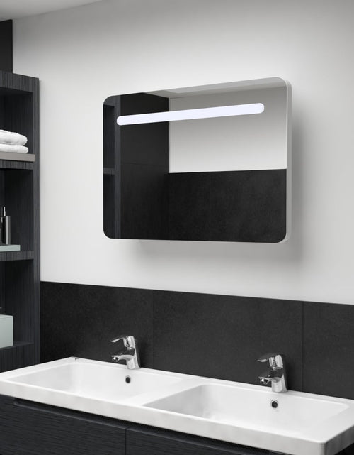 Încărcați imaginea în vizualizatorul Galerie, Dulap de baie cu oglindă și LED, 80 x 9,5 x 55 cm - Lando

