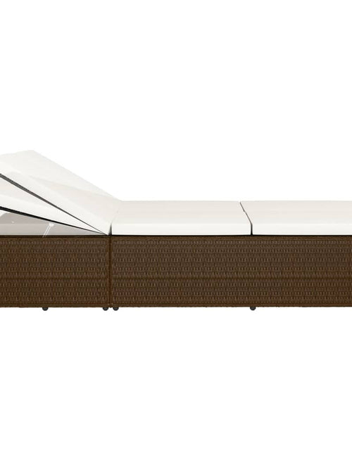 Încărcați imaginea în vizualizatorul Galerie, Șezlong tip pat rabatabil cu pernă, maro, poliratan - Lando
