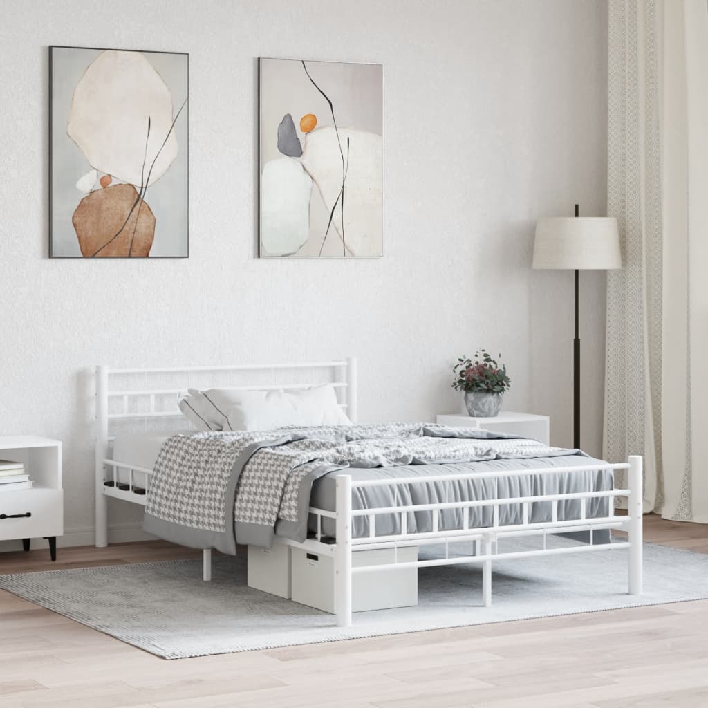 Cadru de pat, alb, 120 x 200 cm, metal - Lando