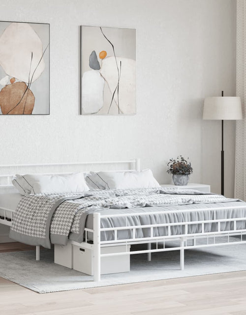 Încărcați imaginea în vizualizatorul Galerie, Cadru de pat, alb, 160 x 200 cm, metal - Lando
