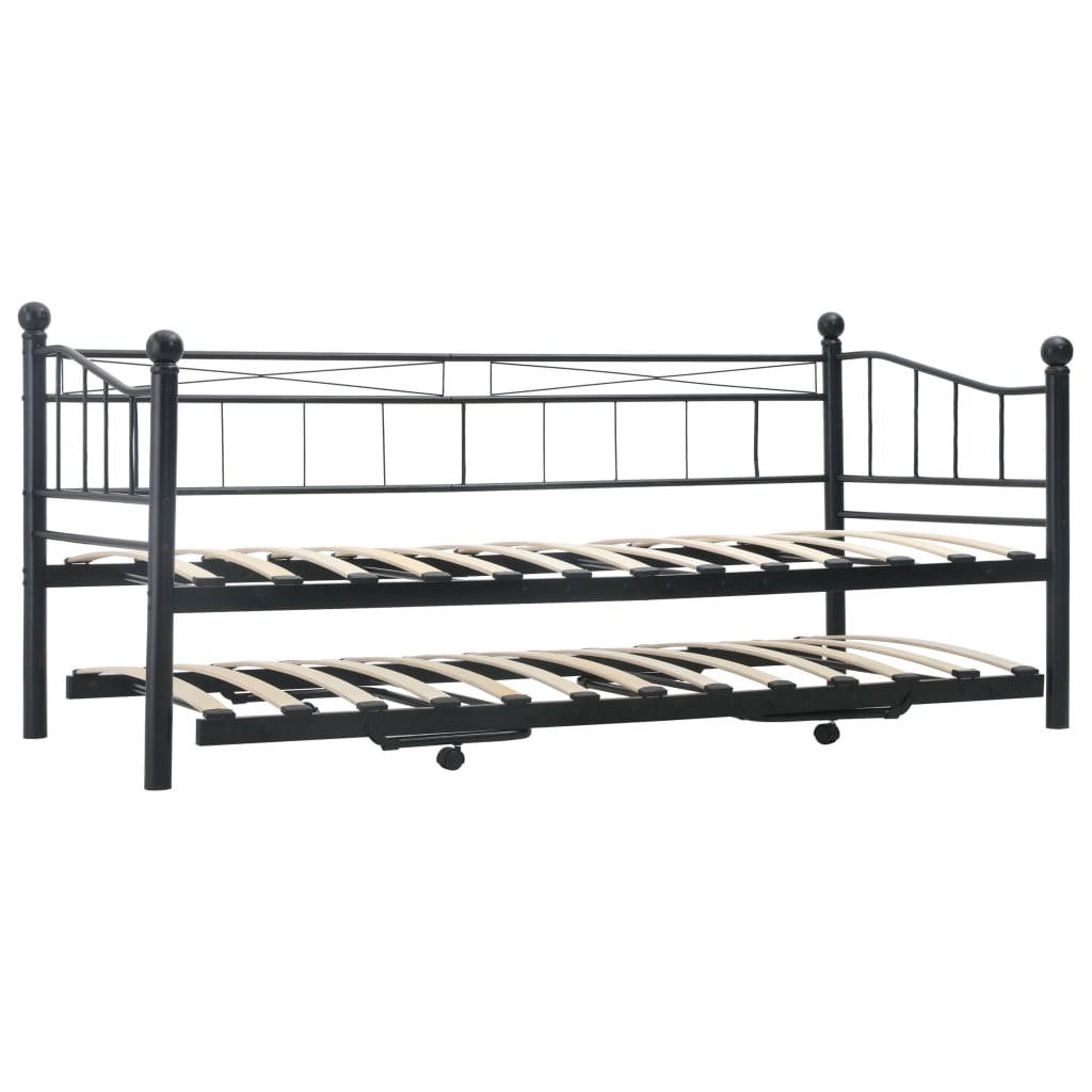 Cadru de pat, negru, 180x200/90x200 cm, oțel - Lando