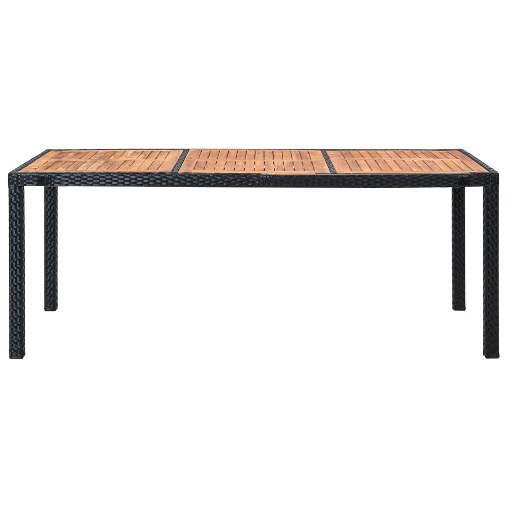 Set mobilier de exterior cu perne, 9 piese, negru, poliratan