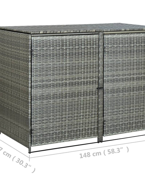 Загрузите изображение в средство просмотра галереи, Magazie dublă pentru pubele, antracit, 148x77x111 cm, poliratan Lando - Lando
