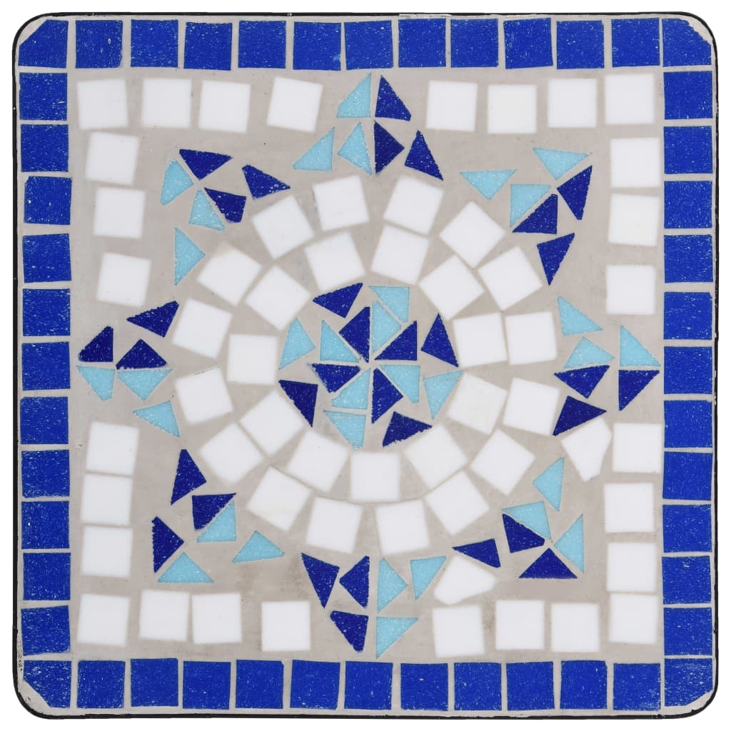 Masă laterală cu mozaic, albastru și alb, ceramică Lando - Lando