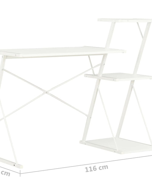 Încărcați imaginea în vizualizatorul Galerie, Birou cu raft, alb, 116 x 50 x 93 cm Lando - Lando
