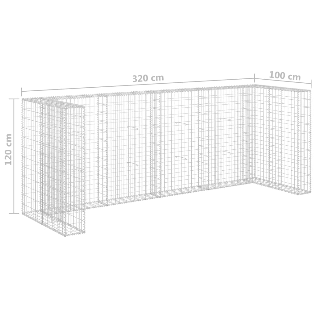 Perete gabion pentru pubele, 320x100x120 cm, oțel galvanizat Lando - Lando