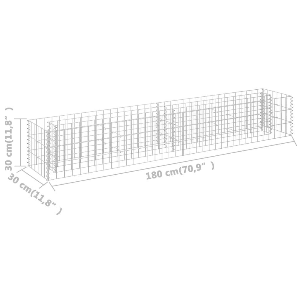 Strat înălțat gabion, 180 x 30 x 30 cm, oțel galvanizat Lando - Lando