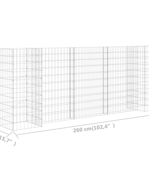 Загрузите изображение в средство просмотра галереи, Jardinieră gabion în formă de H, 260 x 40 x 100 cm, sârmă oțel Lando - Lando
