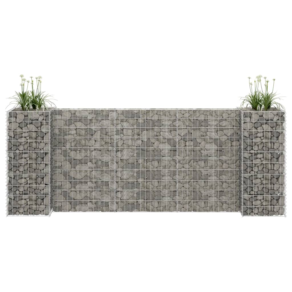 Jardinieră gabion în formă de H, 260 x 40 x 100 cm, sârmă oțel Lando - Lando