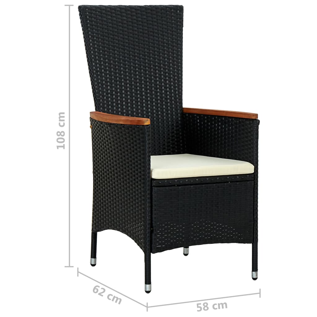 Set mobilier de exterior 9 piese negru poliratan lemn de acacia Lando - Lando