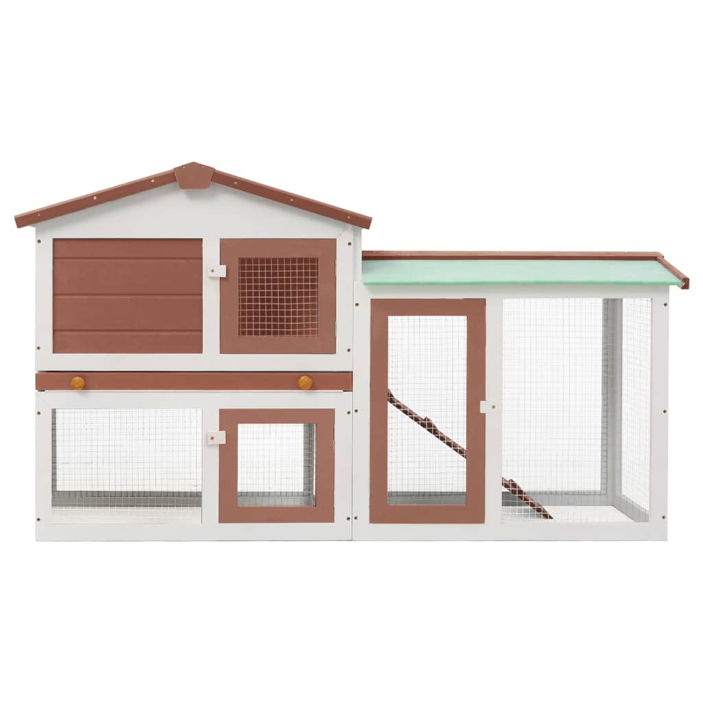 Cușcă exterior pentru iepuri mare maro&alb 145x45x85 cm lemn Lando - Lando