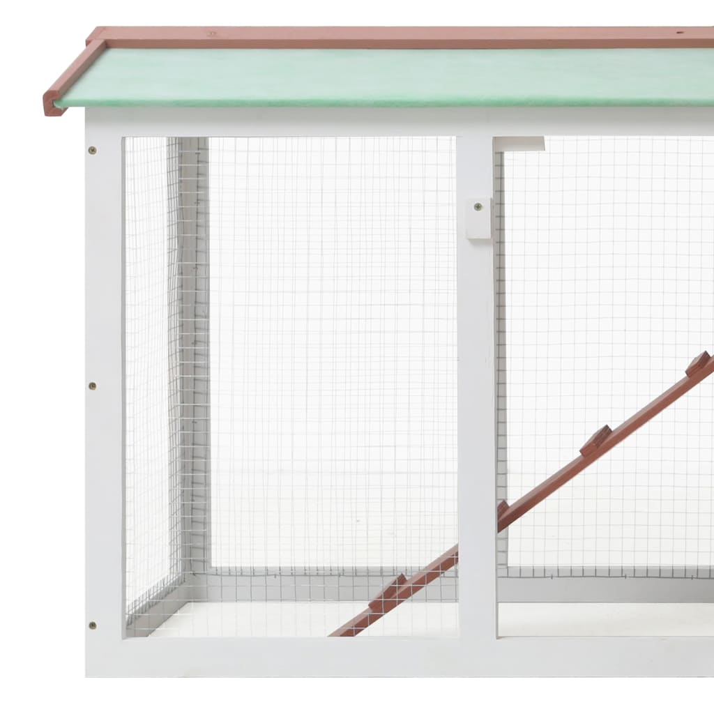 Cușcă exterior pentru iepuri mare maro&alb 145x45x85 cm lemn Lando - Lando