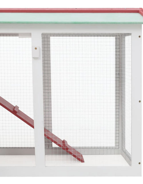 Încărcați imaginea în vizualizatorul Galerie, Cușcă exterior pentru iepuri mare roșu&amp;alb 145x45x85 cm lemn Lando - Lando
