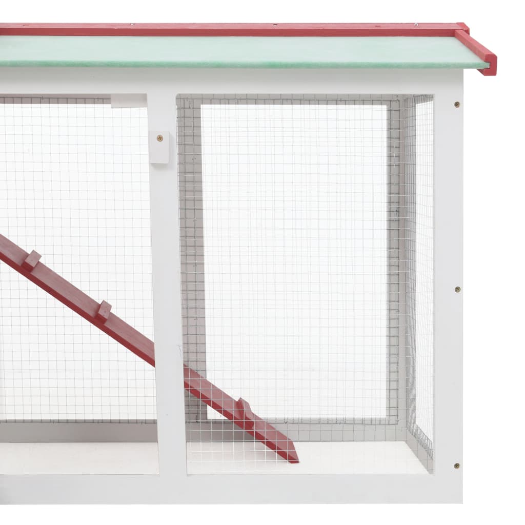 Cușcă exterior pentru iepuri mare roșu&alb 145x45x85 cm lemn Lando - Lando