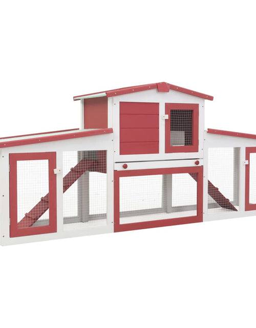 Încărcați imaginea în vizualizatorul Galerie, Cușcă exterior pentru iepuri mare roșu&amp;alb 204x45x85 cm lemn Lando - Lando
