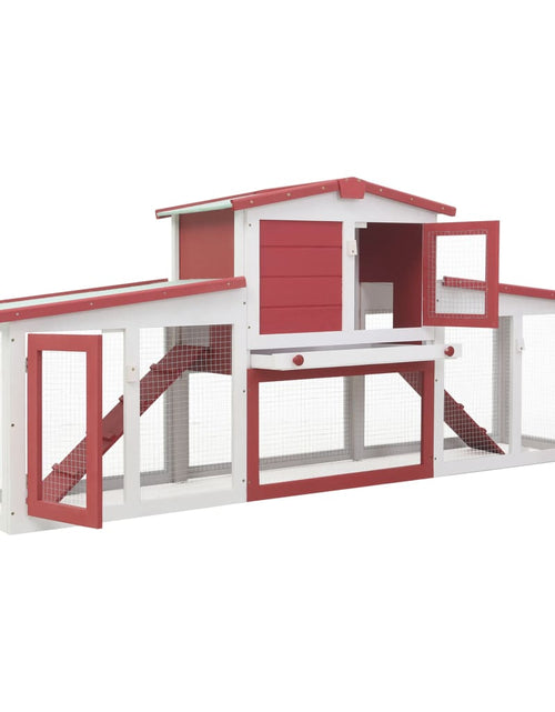 Încărcați imaginea în vizualizatorul Galerie, Cușcă exterior pentru iepuri mare roșu&amp;alb 204x45x85 cm lemn Lando - Lando
