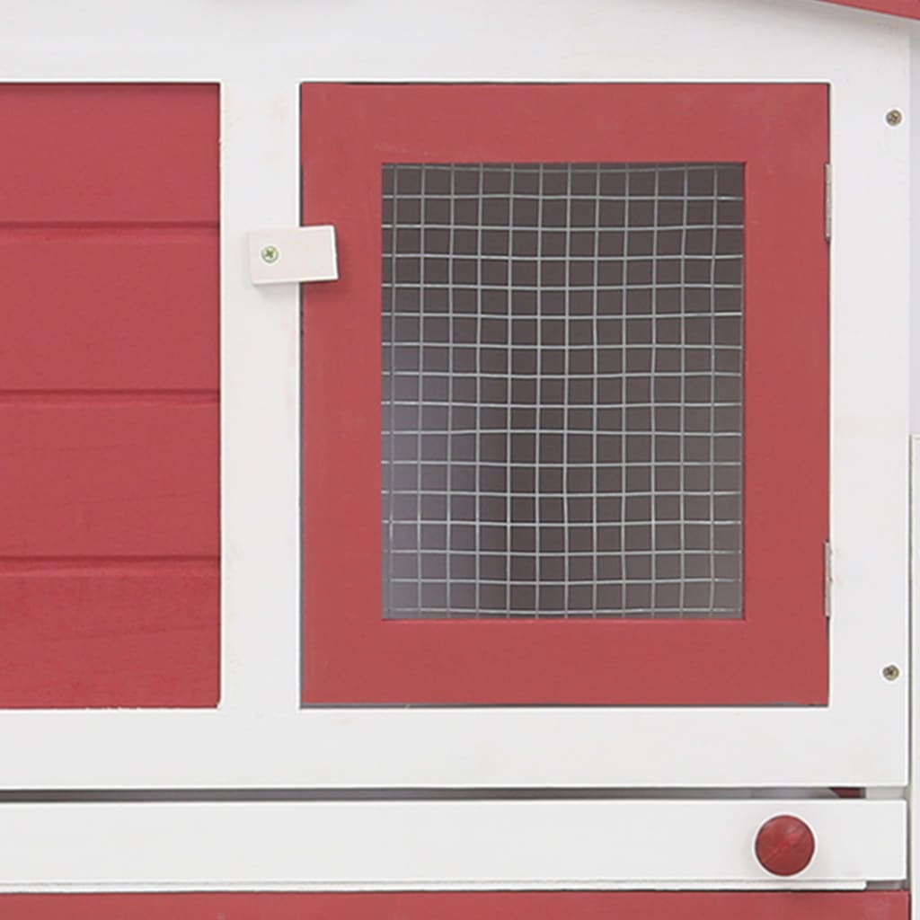Cușcă exterior pentru iepuri mare roșu&alb 204x45x85 cm lemn Lando - Lando