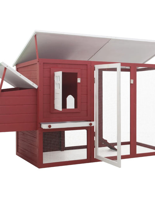 Încărcați imaginea în vizualizatorul Galerie, Coteț de păsări de exterior, casă găini cu 1 cuibar, roșu, lemn Lando - Lando

