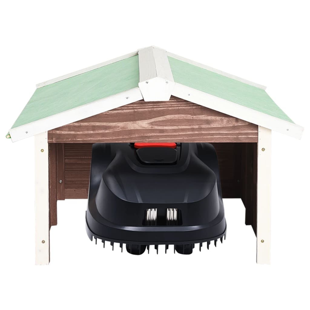 Garaj mașină tuns iarba robot cafeniu&alb 72x87x50 cm lemn brad - Lando