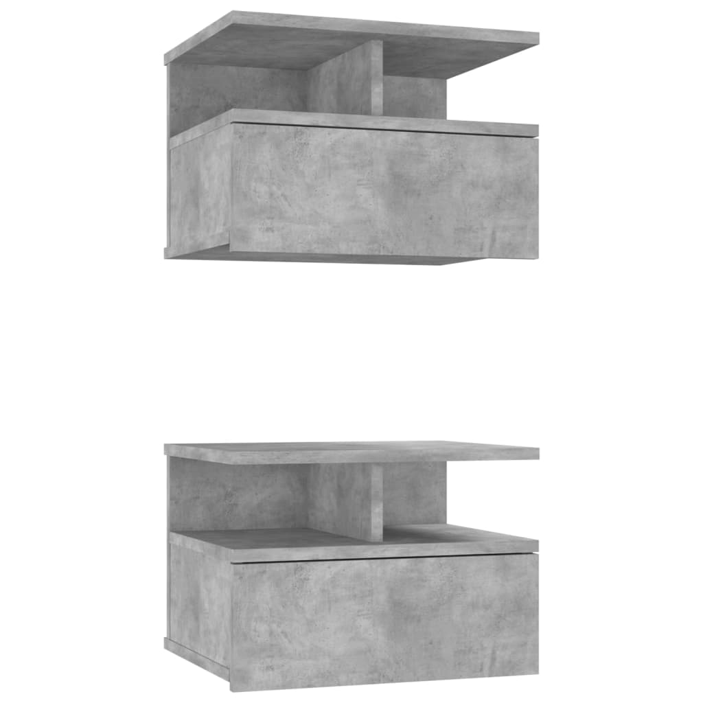 Noptiere suspendate, 2 buc., gri beton, 40x31x27 cm, PAL - Lando