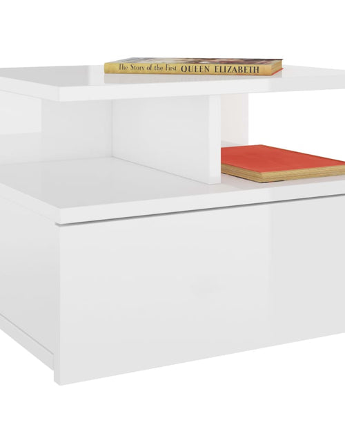 Încărcați imaginea în vizualizatorul Galerie, Noptieră suspendată, alb extralucios, 40x31x27 cm, PAL - Lando
