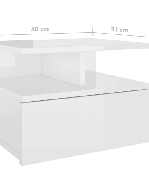 Încărcați imaginea în vizualizatorul Galerie, Noptiere suspendate, 2 buc., alb extralucios, 40x31x27 cm, PAL - Lando
