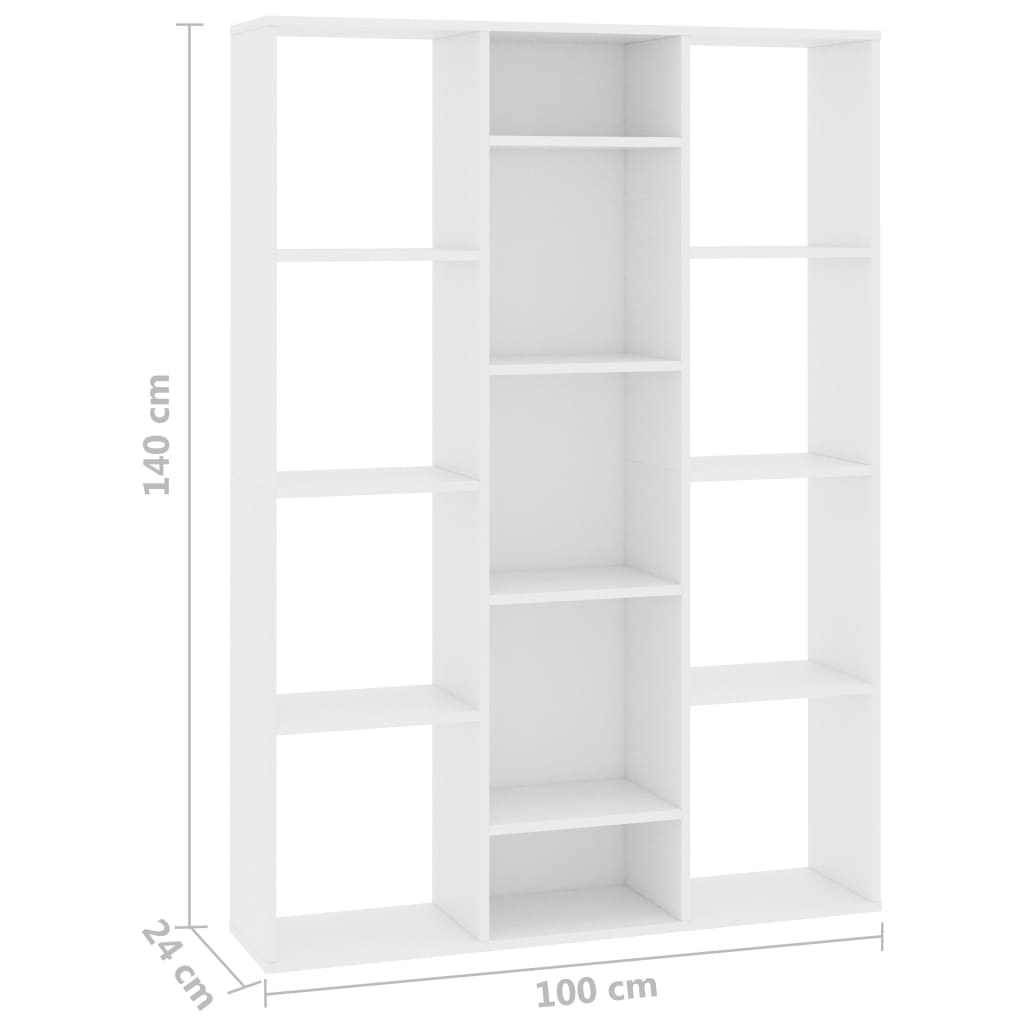 Separator cameră/Bibliotecă, alb, 100x24x140 cm, PAL - Lando