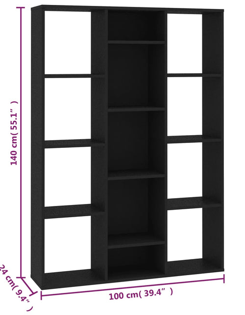 Загрузите изображение в средство просмотра галереи, Separator cameră/Bibliotecă, negru, 100x24x140 cm, PAL - Lando
