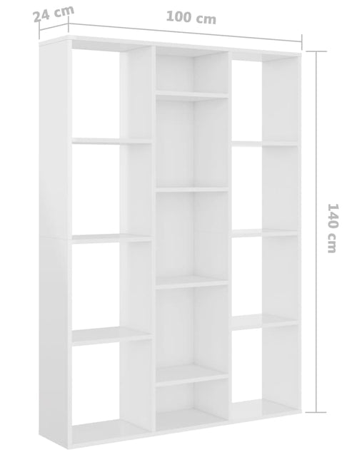 Încărcați imaginea în vizualizatorul Galerie, Separator cameră/Bibliotecă alb extralucios 100x24x140 cm PAL - Lando
