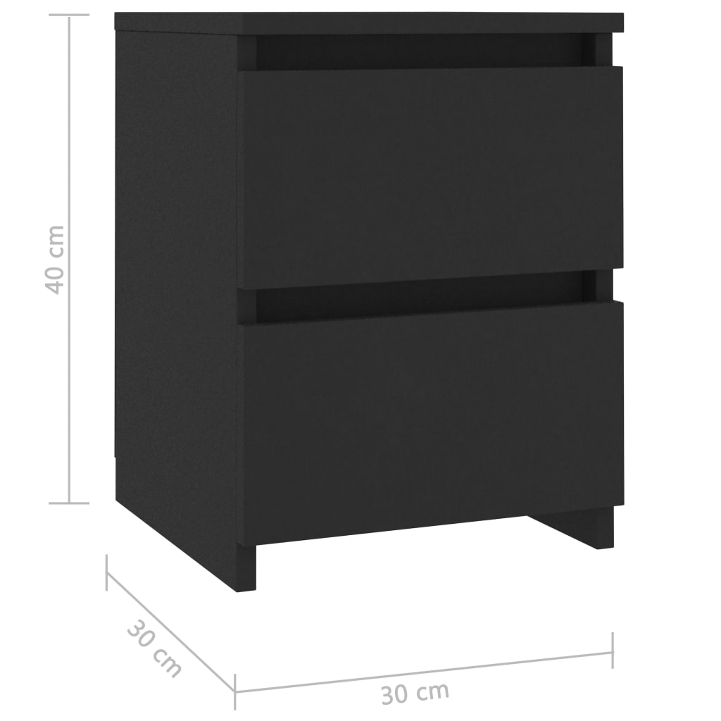 Noptiere, 2 buc., negru, 30 x 30 x 40 cm, PAL - Lando
