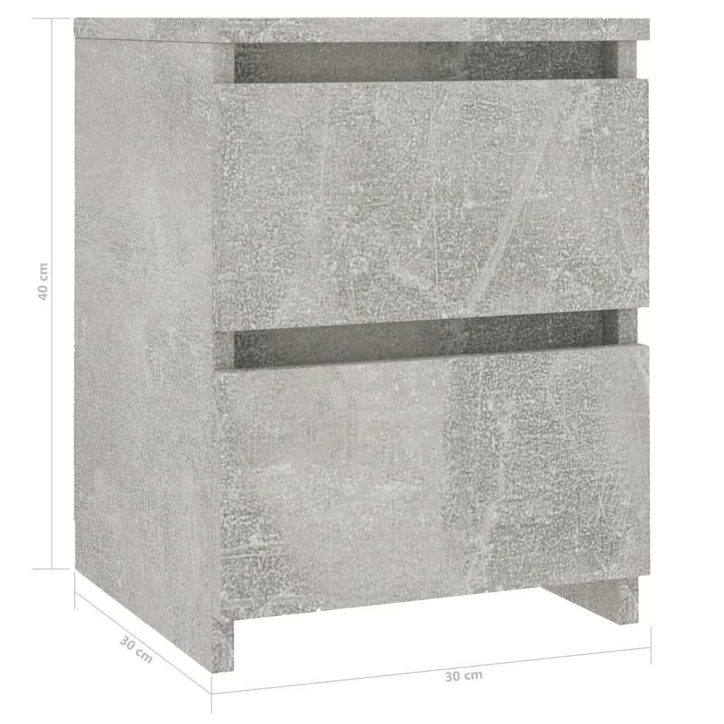 Noptieră, gri beton, 30 x 30 x 40 cm, PAL - Lando