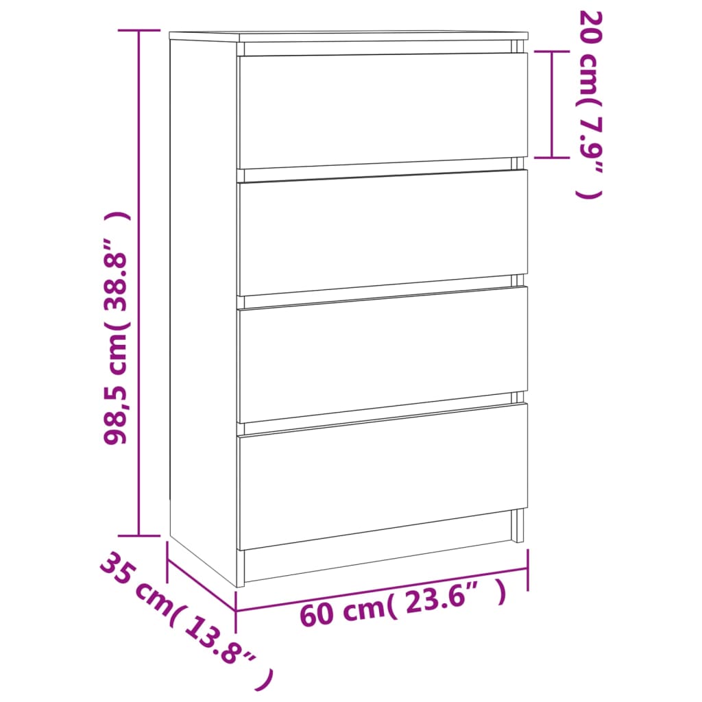 Servantă, gri beton, 60x35x98,5 cm, lemn compozit Lando - Lando