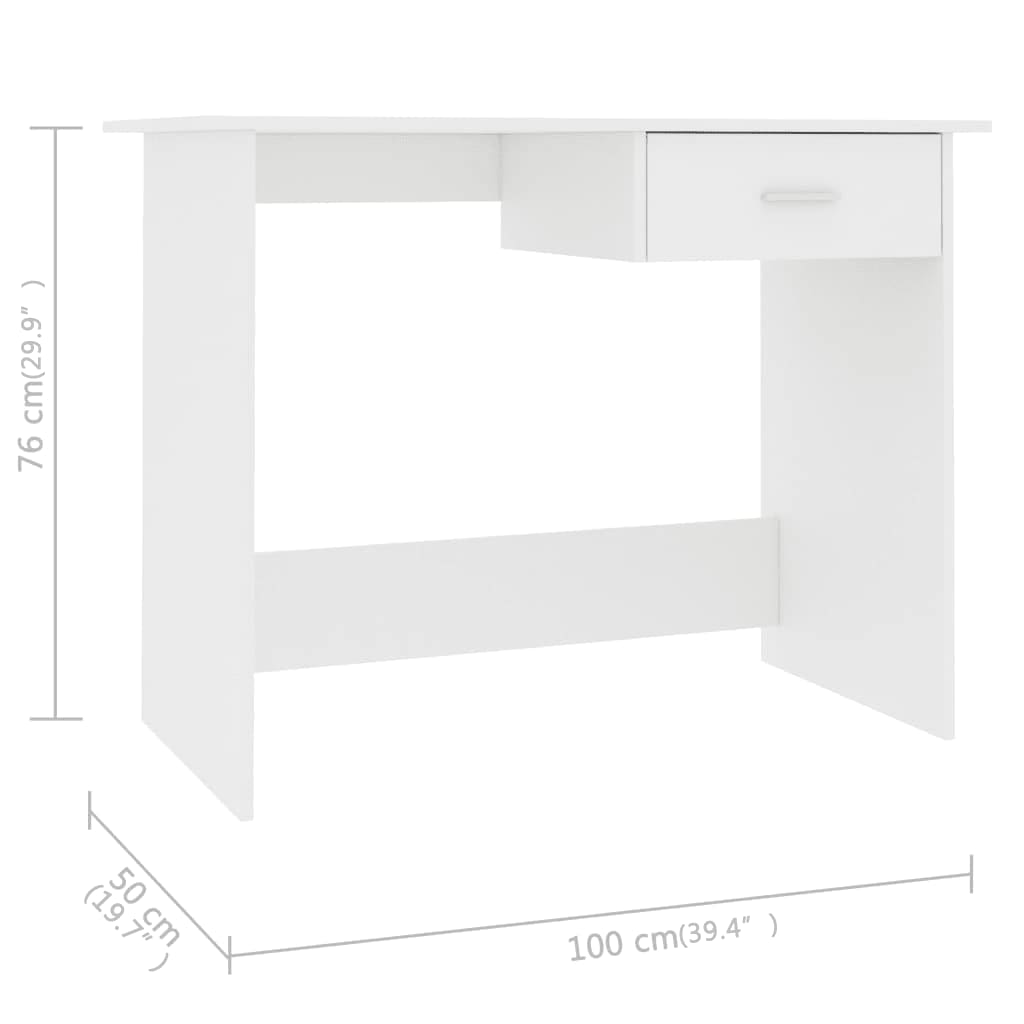 Birou, alb, 100 x 50 x 76 cm, PAL - Lando