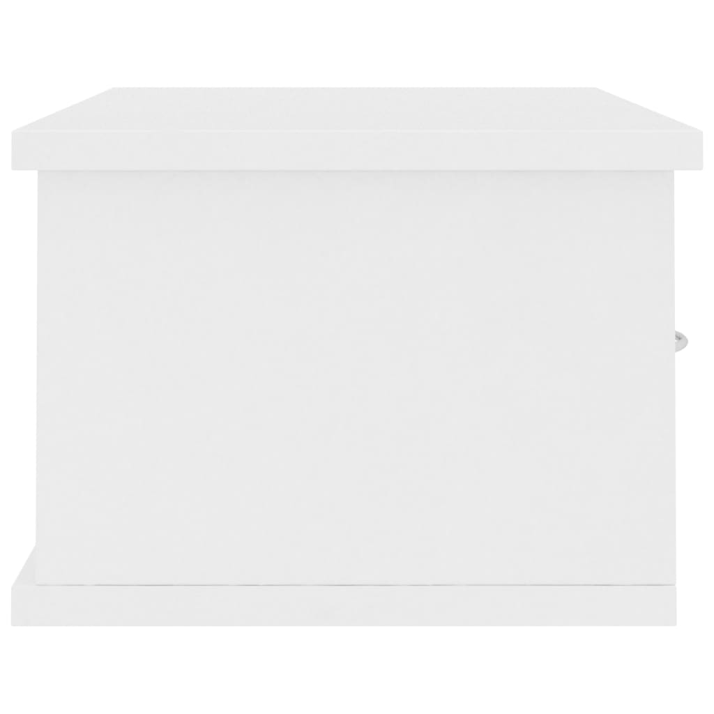 Raft de perete cu sertar, alb, 60x26x18,5 cm, PAL Lando - Lando