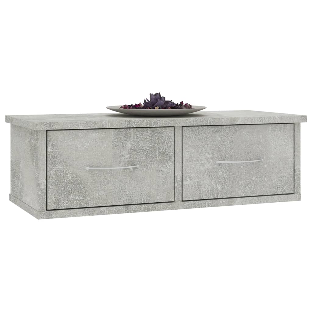 Dulap de perete cu sertare, gri beton, 60x26x18,5 cm, PAL - Lando