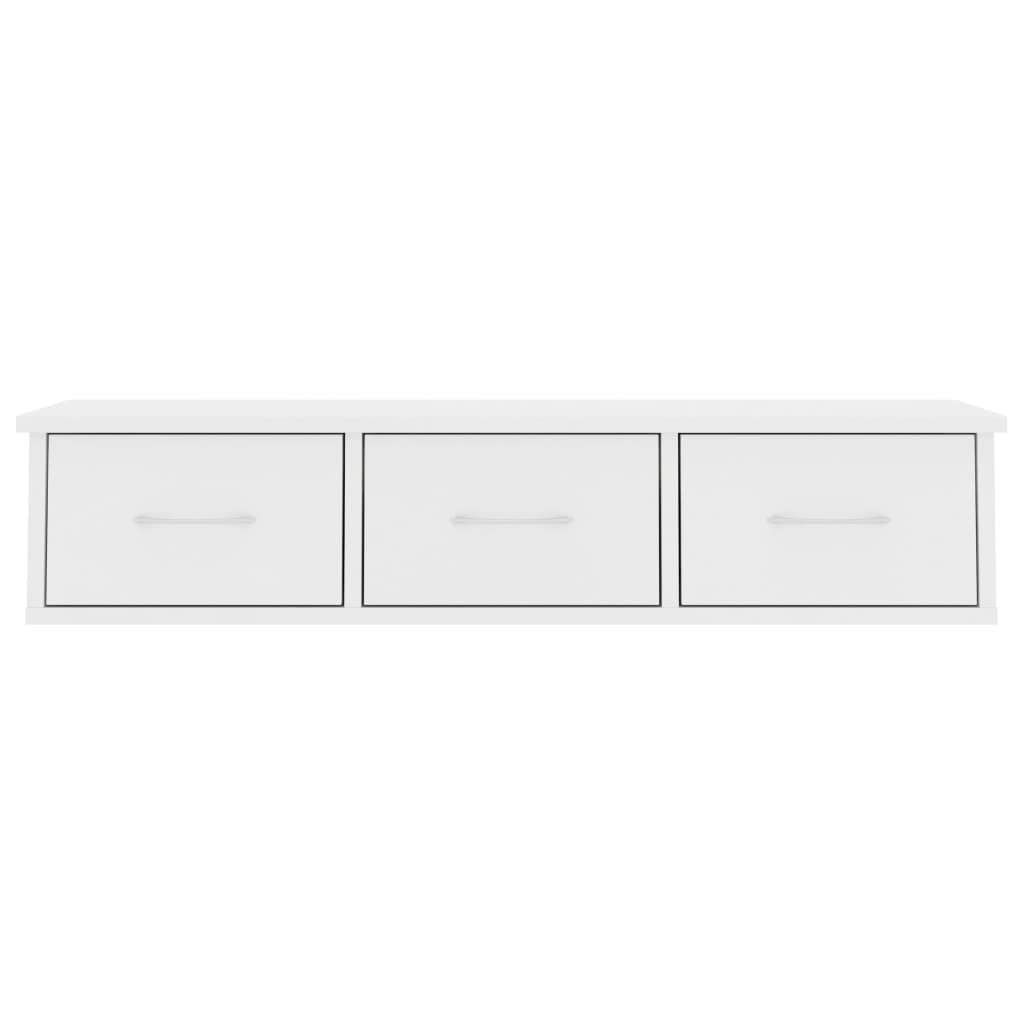 Raft de perete cu sertare, alb, 88x26x18,5 cm, PAL Lando - Lando