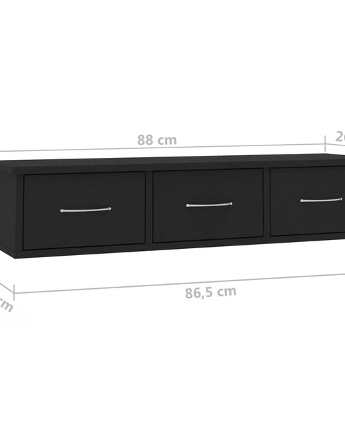 Загрузите изображение в средство просмотра галереи, Dulap de perete cu sertare, negru, 88x26x18,5 cm, PAL - Lando
