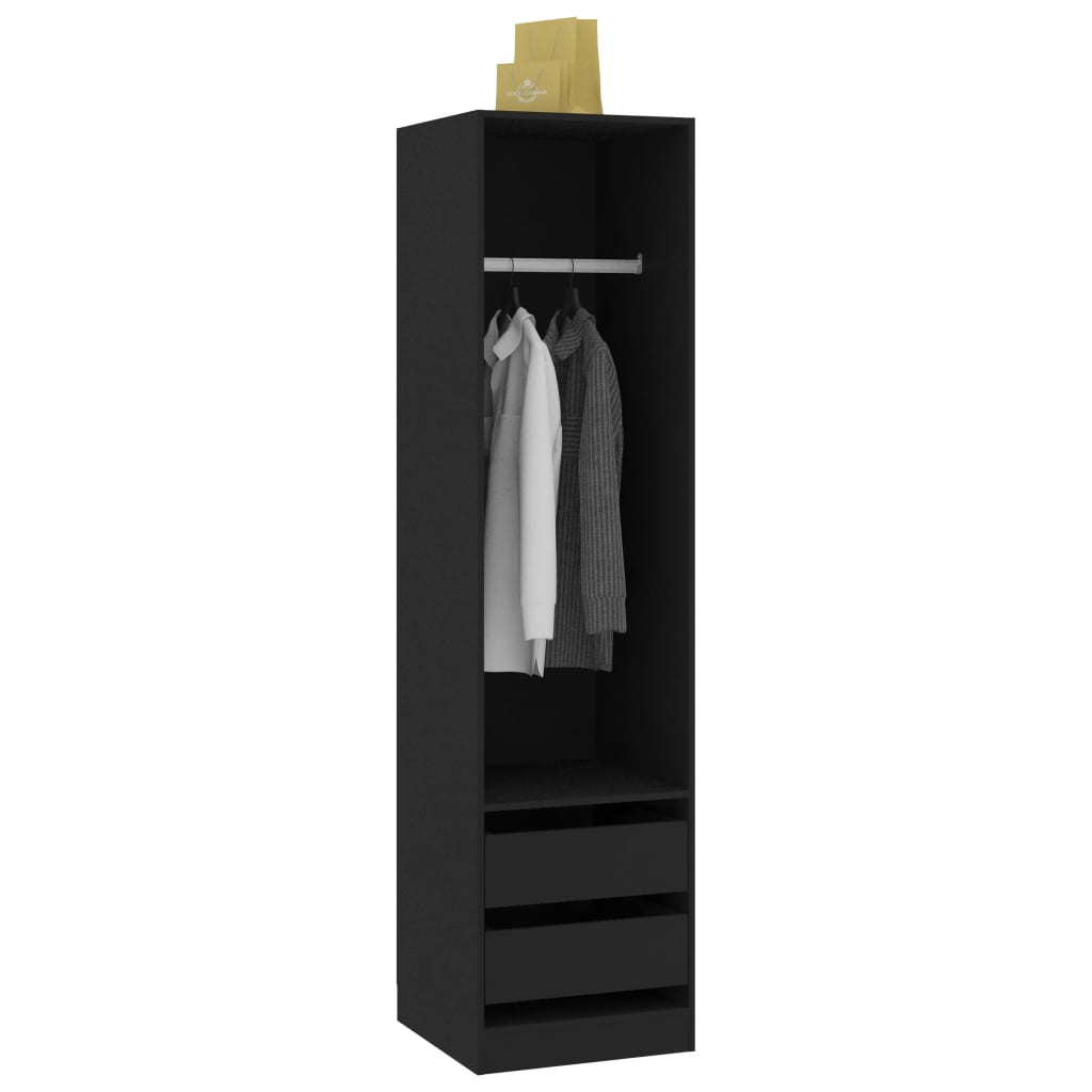 Șifonier cu sertare, negru, 50 x 50 x 200 cm, PAL - Lando