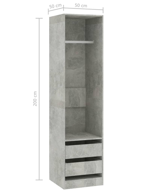 Încărcați imaginea în vizualizatorul Galerie, Șifonier cu sertare, gri beton, 50x50x200 cm, PAL - Lando
